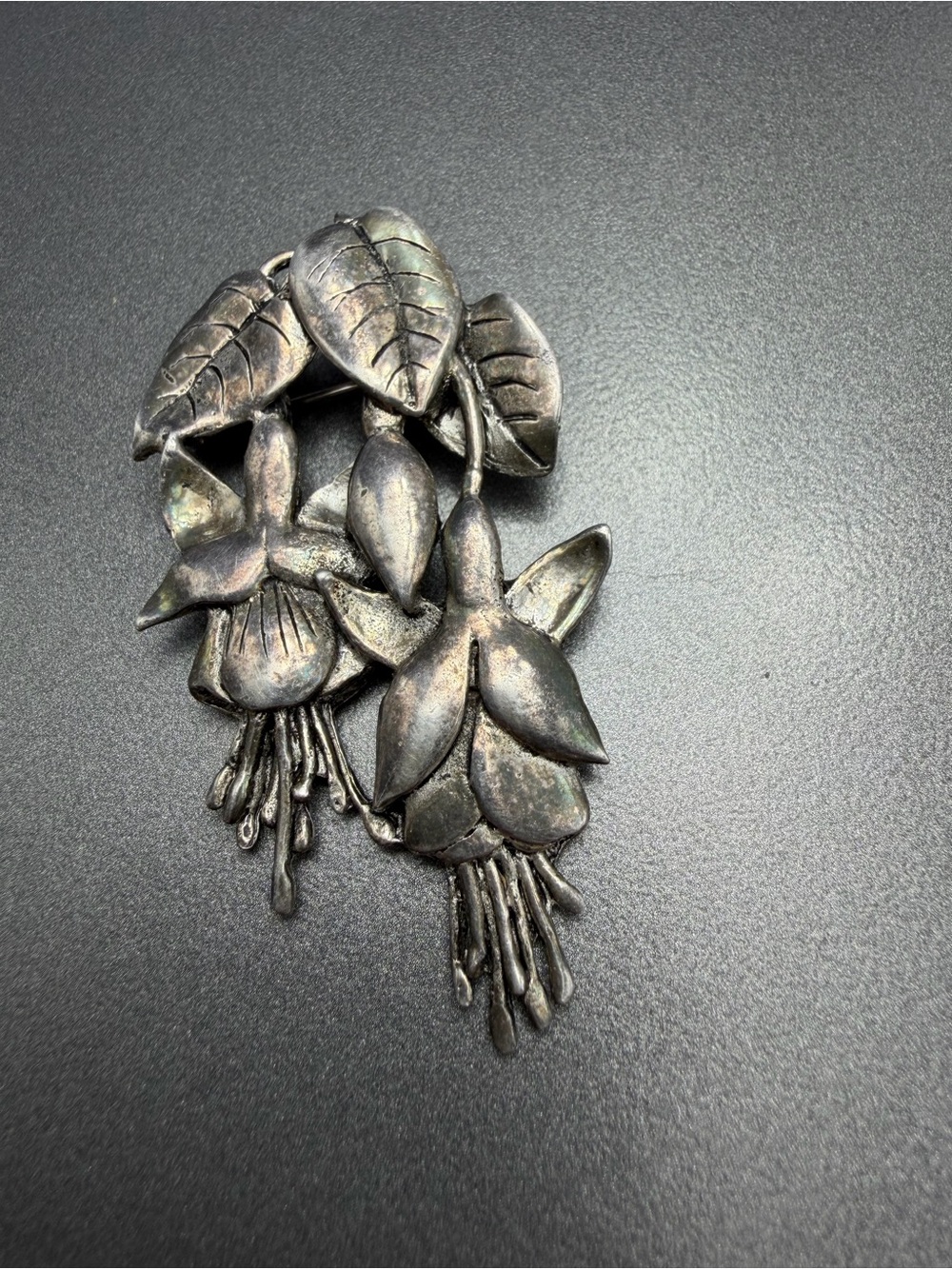 Vintage Fuschia Masj Pewter Brooch #55sb